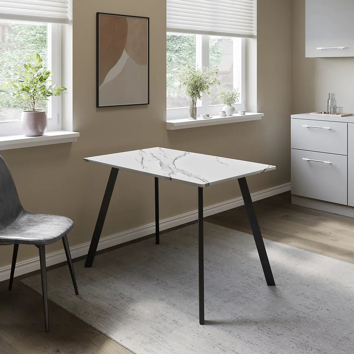 Urbnliving White Marble Dining Table 75cm For 4 To 6-Furniture Kingdom